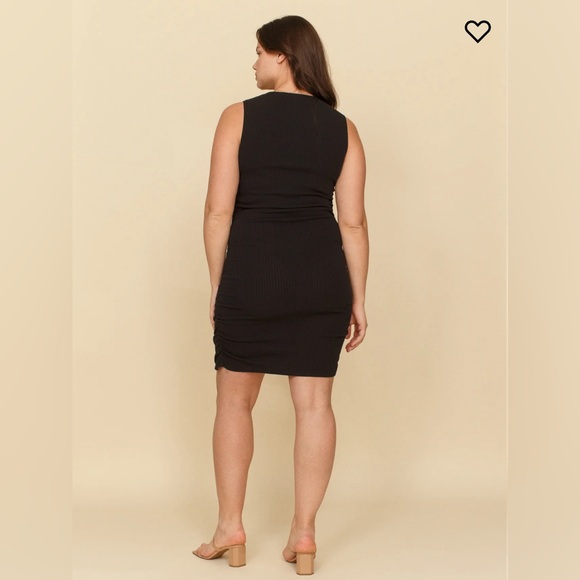 Reformation Maly Dress Ribbed Knit Ruched Sides Mini L - Picture 4 of 7